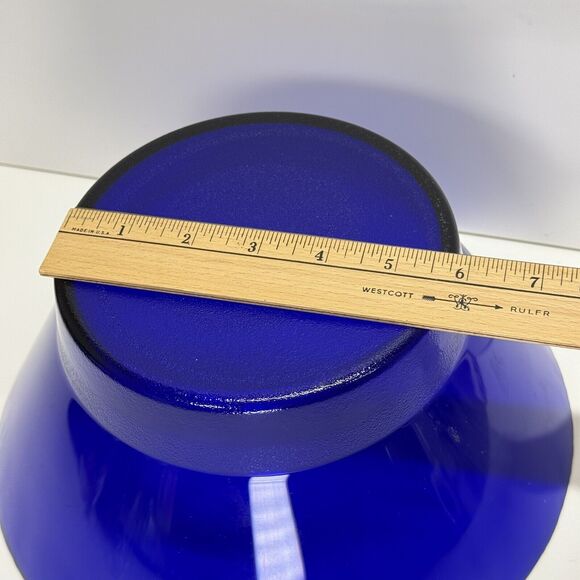 MCM Vintage Cobalt Blue Glass Serving Bowl MCM Textured‎ Bottom HTF - Picture 7 of 11